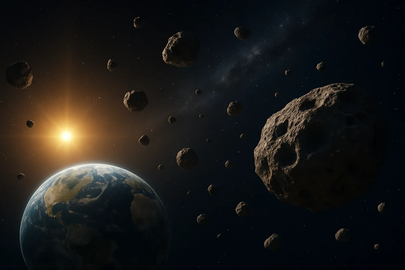 Asteroids Earth Scene